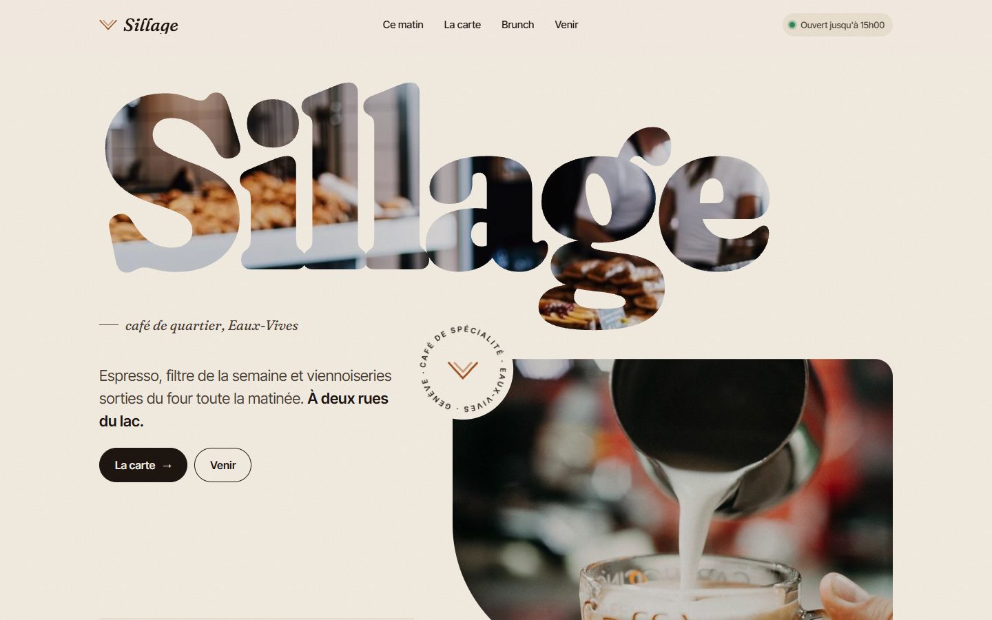 Le même café avec un site moderne fait par Sept Jours